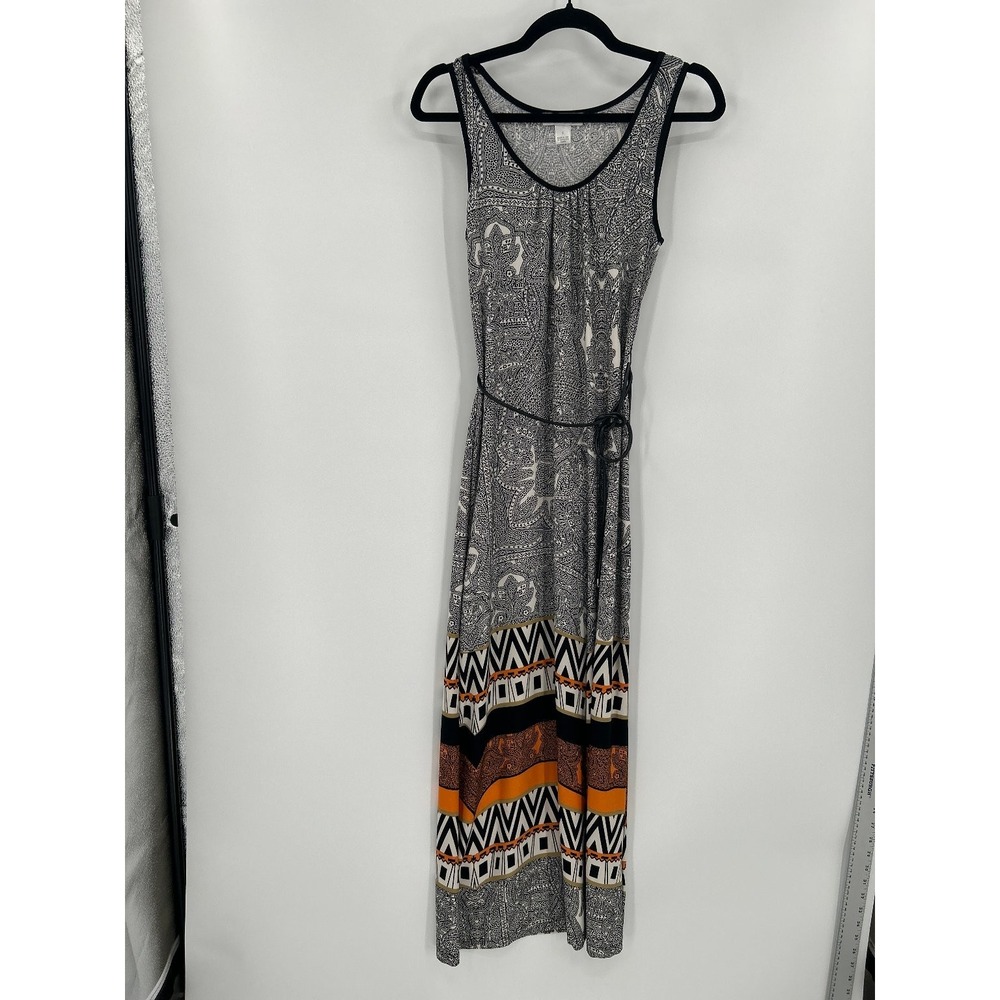 christopher‎ & banks Women's Maxi Dress S Black Paisley Belted